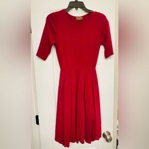 Red women’s dress with pockets